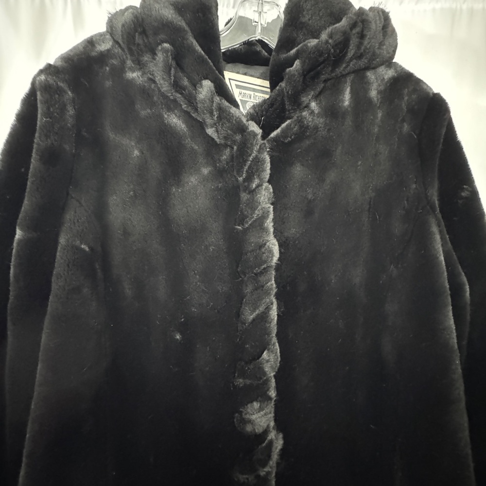 Luxurious Marvin Richards Black Faux Mink Fur Coat - Picture 5 of 13